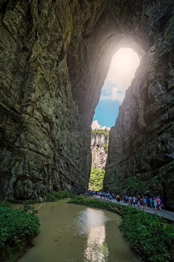 Natural Rocky Arch Fissure In Wulong National Park Editorial Stock