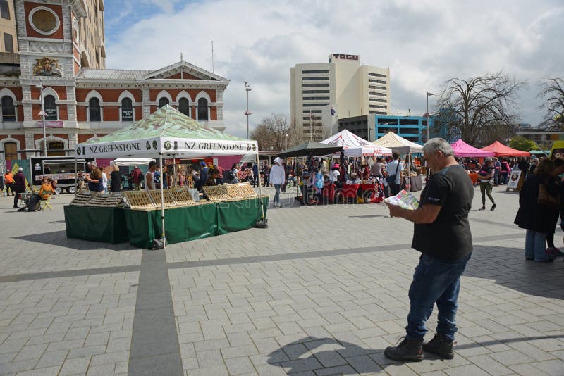Crowds visit downtown Christchurch stock photos Crowds visit downtown Christchurch stock photos