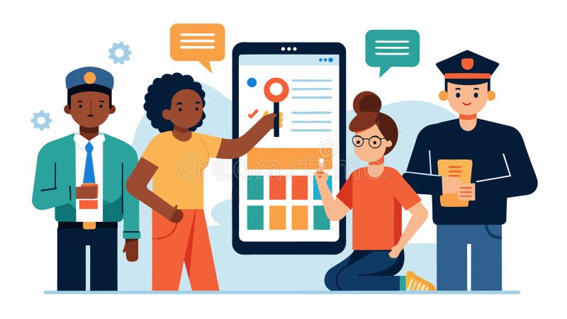 A crowdsourced data collection app that encourages citizens to document and report instances of police brutality vector illustration