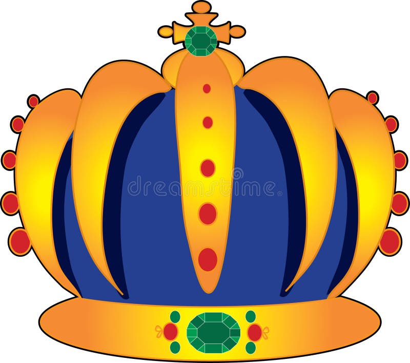 A golden crown with rubies and emeralds