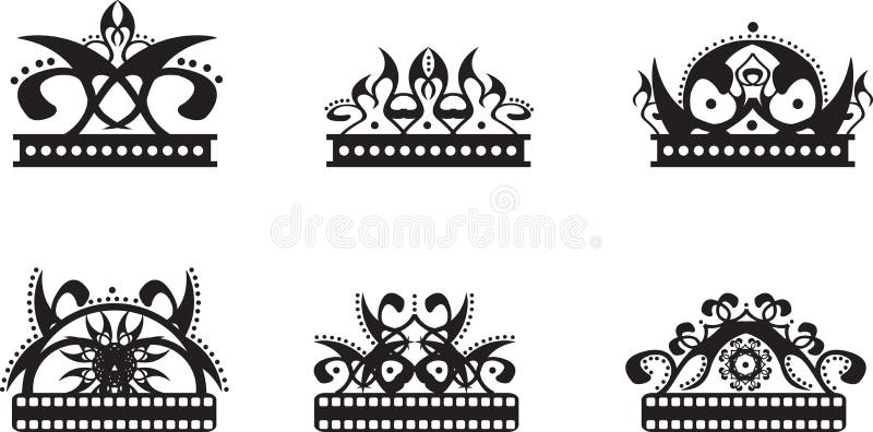 Set of black graphic crowns