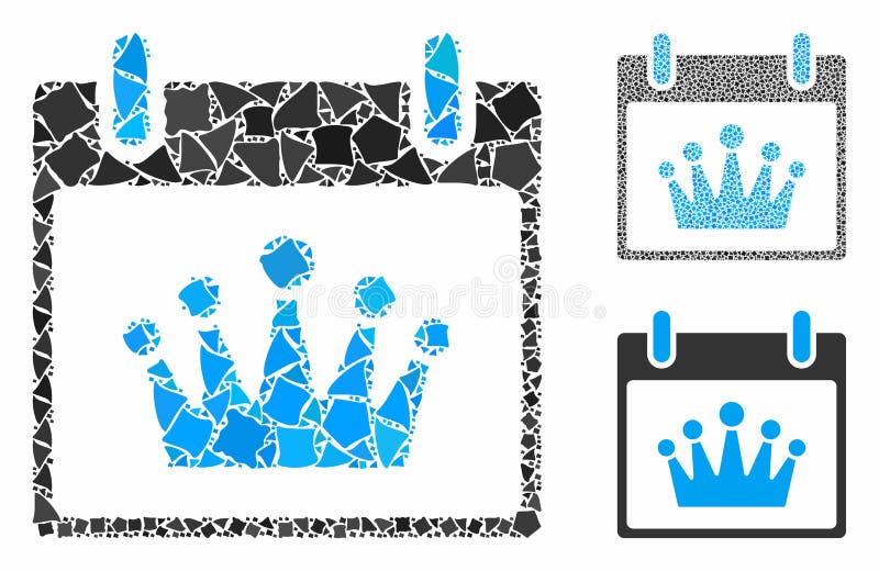 Crown calendar day Mosaic Icon of Ragged Pieces royalty free illustration