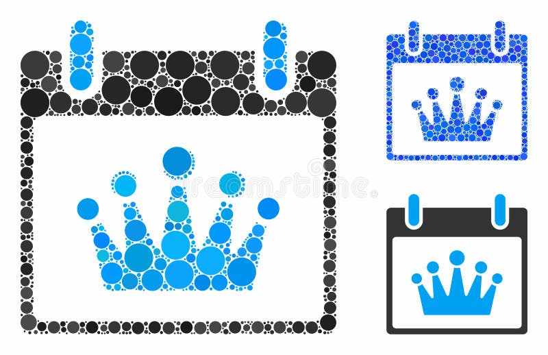 Crown calendar day Mosaic Icon of Round Dots stock illustration