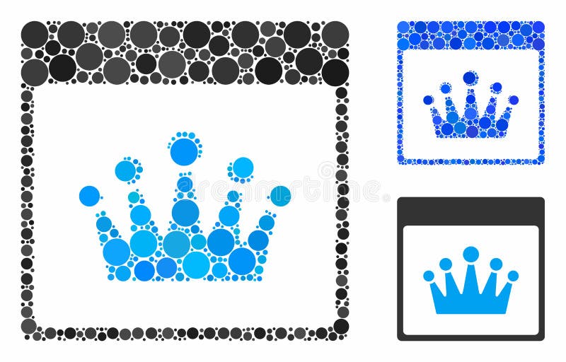 Crown calendar page Composition Icon of Round Dots vector illustration