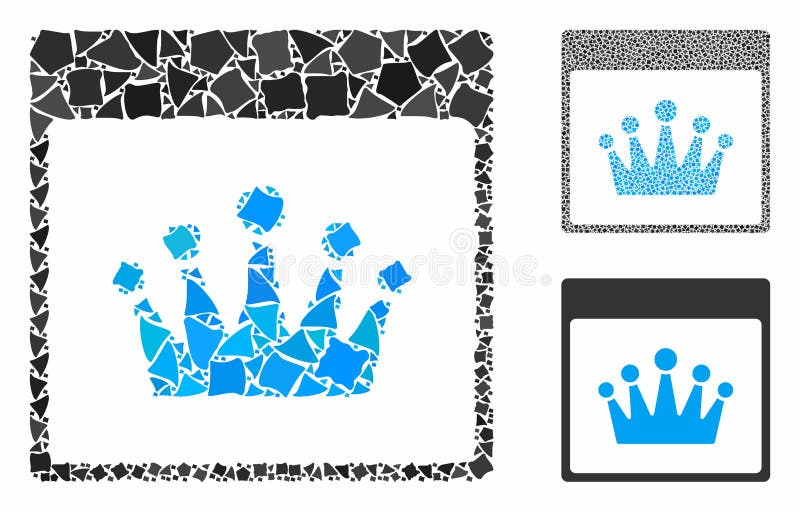 Crown calendar page Mosaic Icon of Raggy Pieces vector illustration