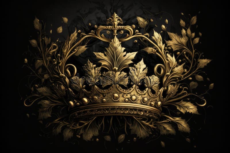 The Crown is Gold on a Black Background Stock Illustration