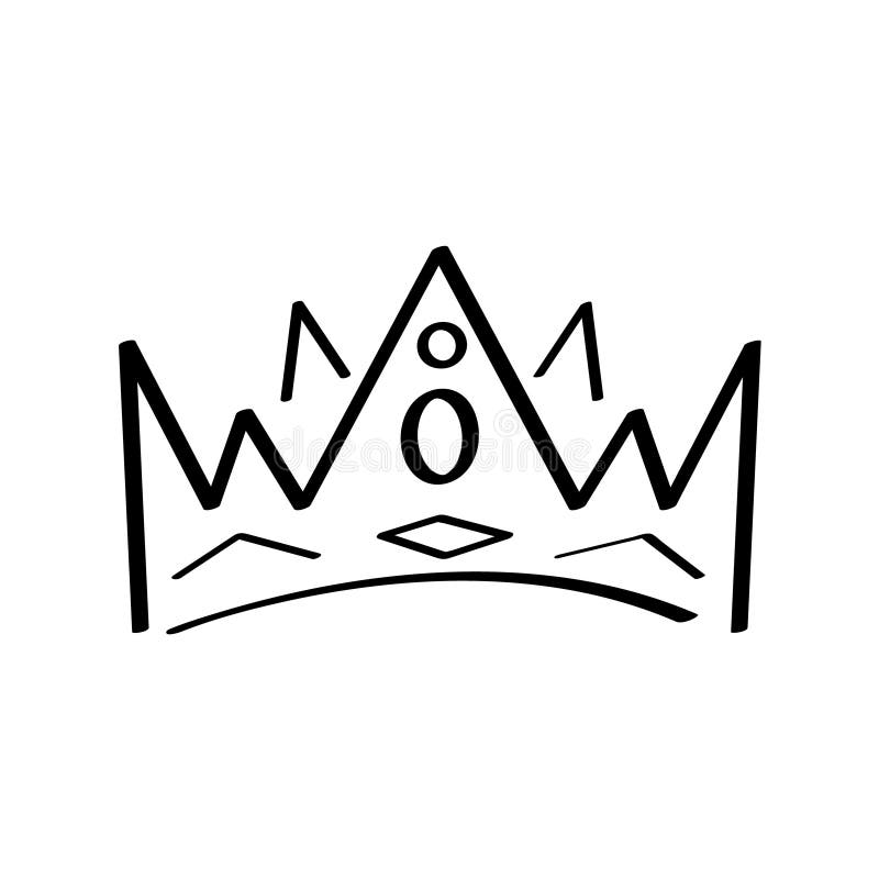 Crown Icon Vector in Doodle Style. Outlines Royal Family Sign. Simple ...