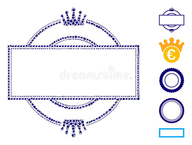 Crown round and rectangle frame Mosaic Icon of Trembly Elements vector illustration