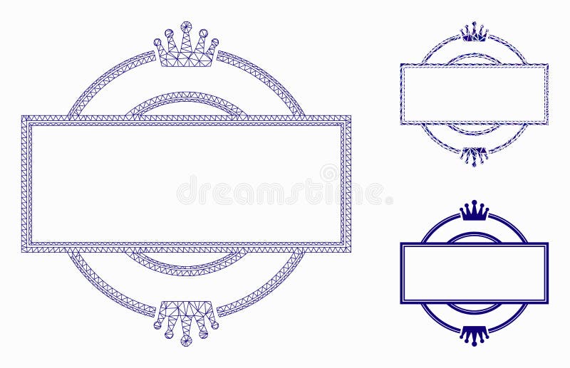 Crown Round and Rectangle Frame Vector Mesh 2D Model and Triangle Mosaic Icon stock illustration