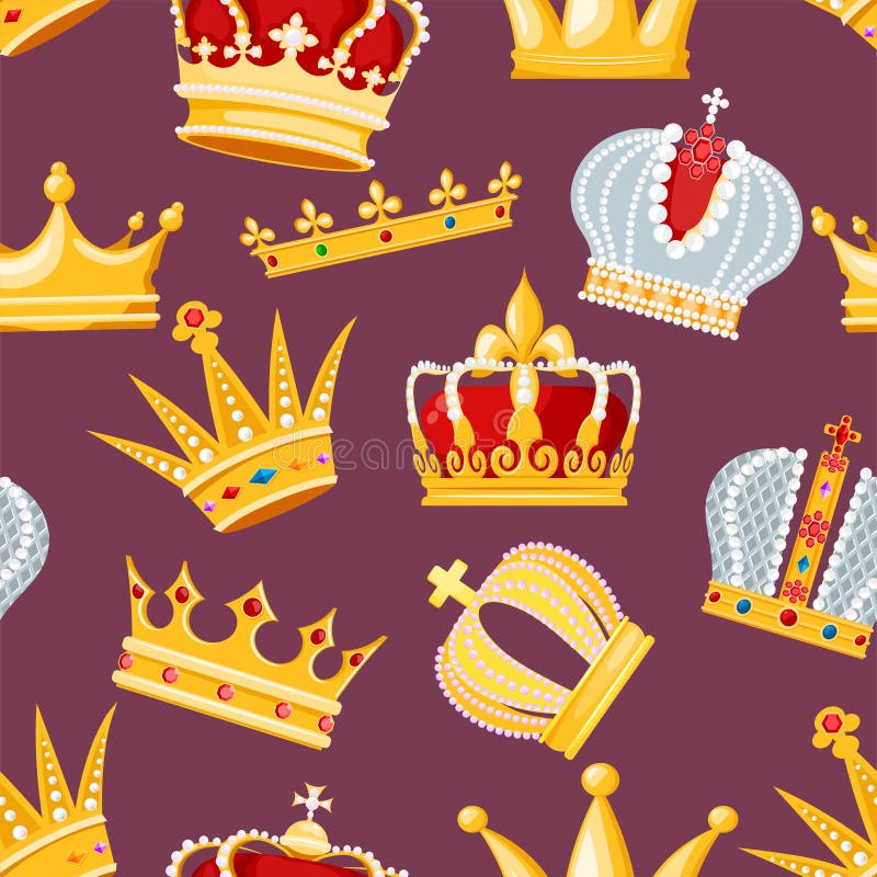 Crown Vector Golden Royal Jewelry Symbol Of King Queen And Princess