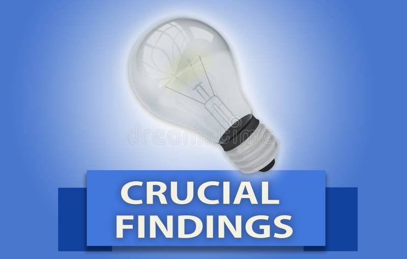 CRUCIAL FINDINGS concept with banner and light bulb