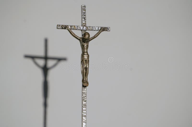 Crucified Jesus Christ, Religious Decorative Object with Shadow Stock ...