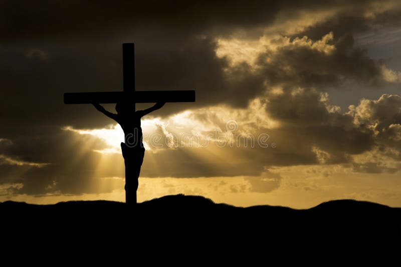 Crucifissione di Gesù Cristo sulla siluetta di Venerdì Santo