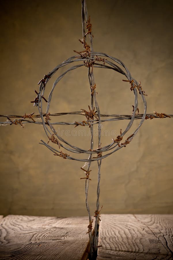 Crucifix from barbed wire stock photo. Image of cross 62392662