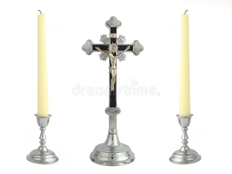 Crucifix and candlesticks