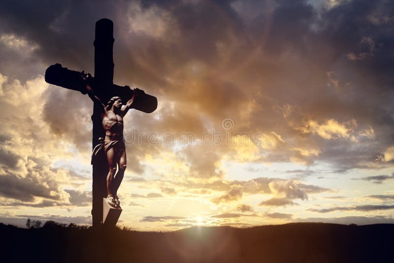 Crucifix Cross at Sunset Background, Crucifixion of Jesus Christ Stock  Photo - Image of celebration, crucifiction: 195577056