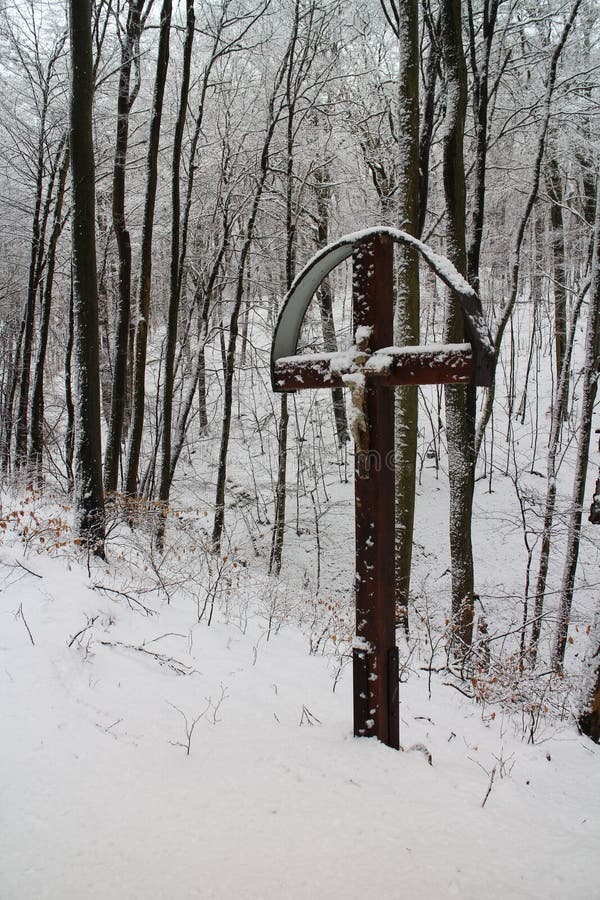 Crucifix in forest near Kacin, Slovakia
