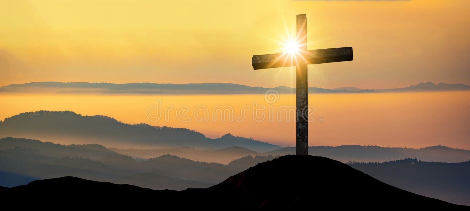 Crucifixion Jesus Christ - Cross at Sunset Stock Image - Image of ...