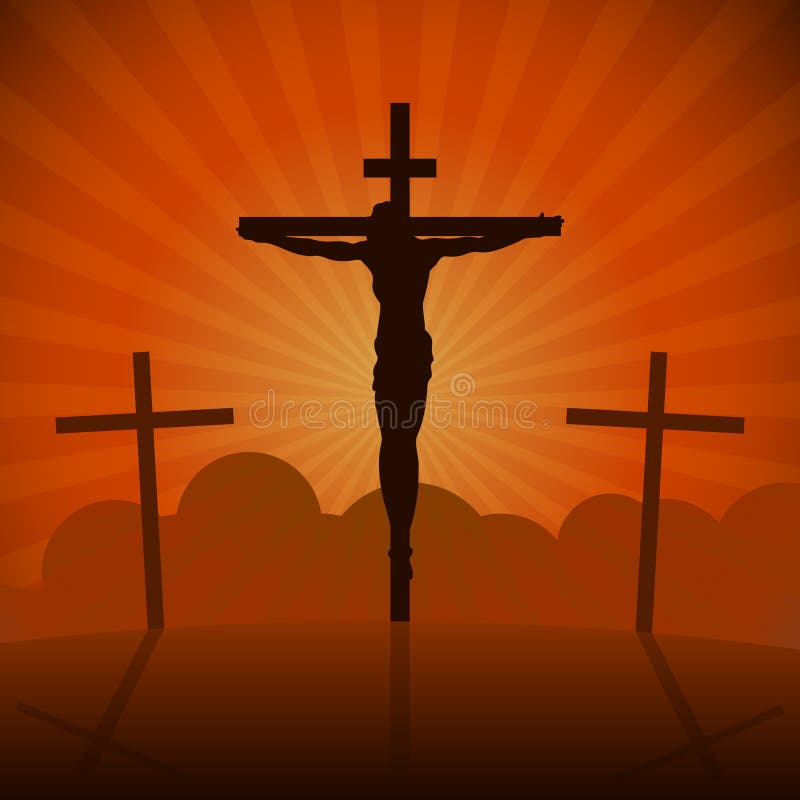 Crucifixion of Jesus Christ on the Cross at Sunset. Sun Rays Stock Vector -  Illustration of christ, heaven: 168517220