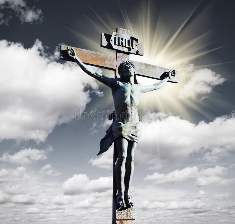 Crucifixion of Jesus Christ in the sky royalty free stock photos Crucifixion of Jesus Christ in the sky royalty free stock photos