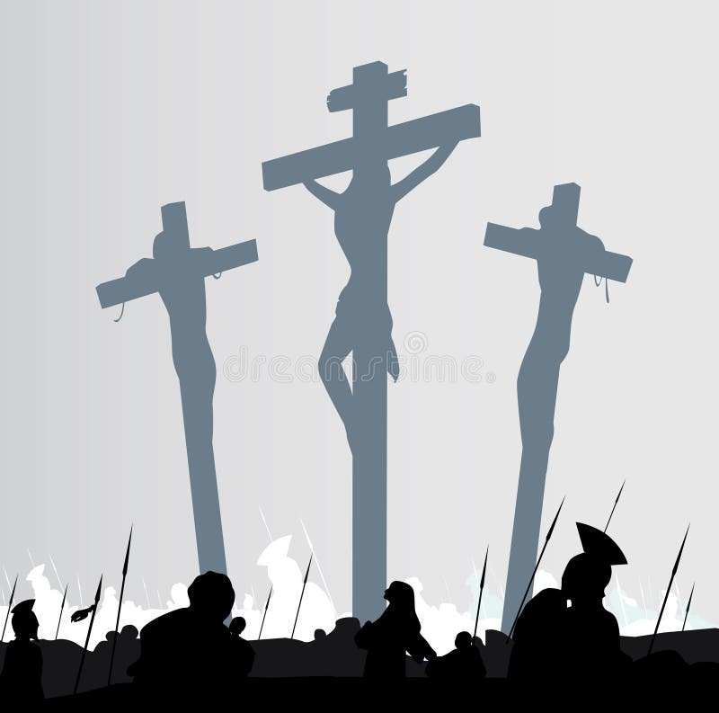 Crucifixion scene stock vector. Illustration of drawing - 13312642