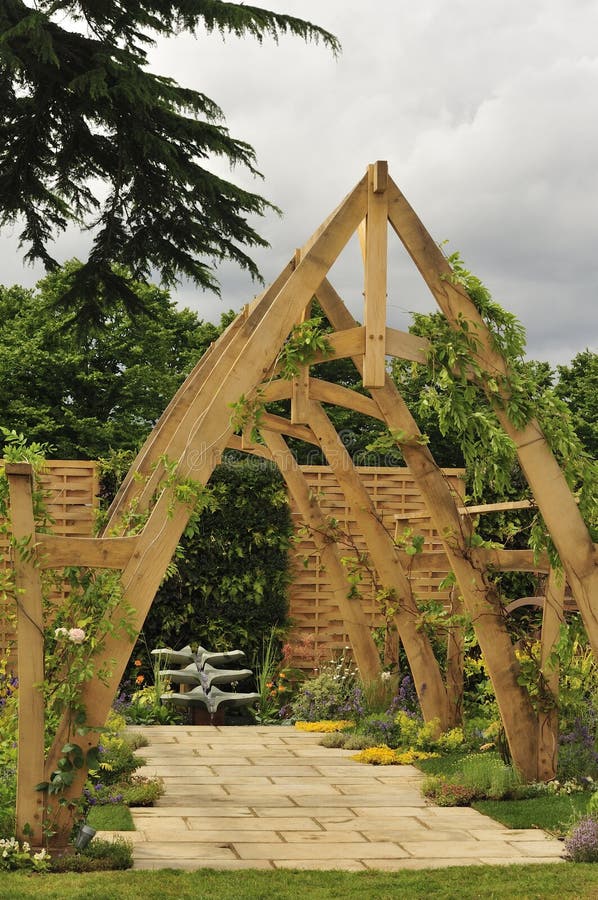 Cruck frame pergola stock image. Image of detail, fence - 25642339