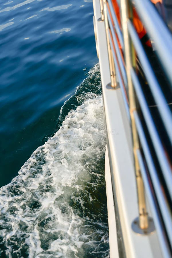 A Cruise Boat Cuts the Waves in the Sea when Sailing on a Motor Ship