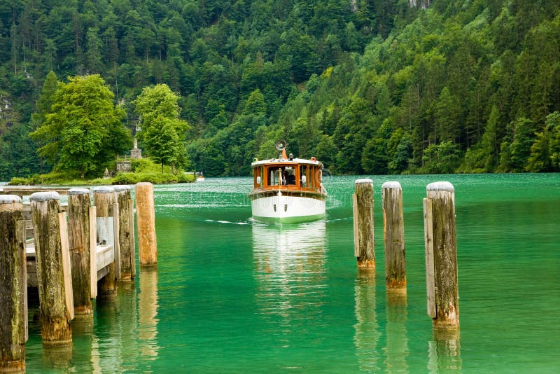 Cruise boat on the lake royalty free stock photography