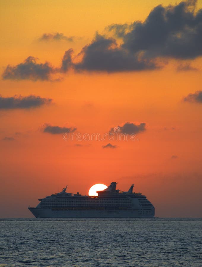 Cruise liner and setting sun