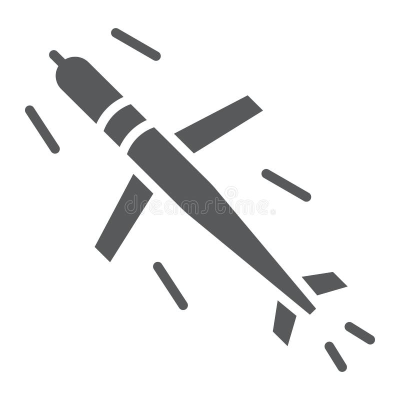 Cruise missile glyph icon, army and force, military bomb sign, vector graphics, a solid pattern on a white background. royalty free illustration
