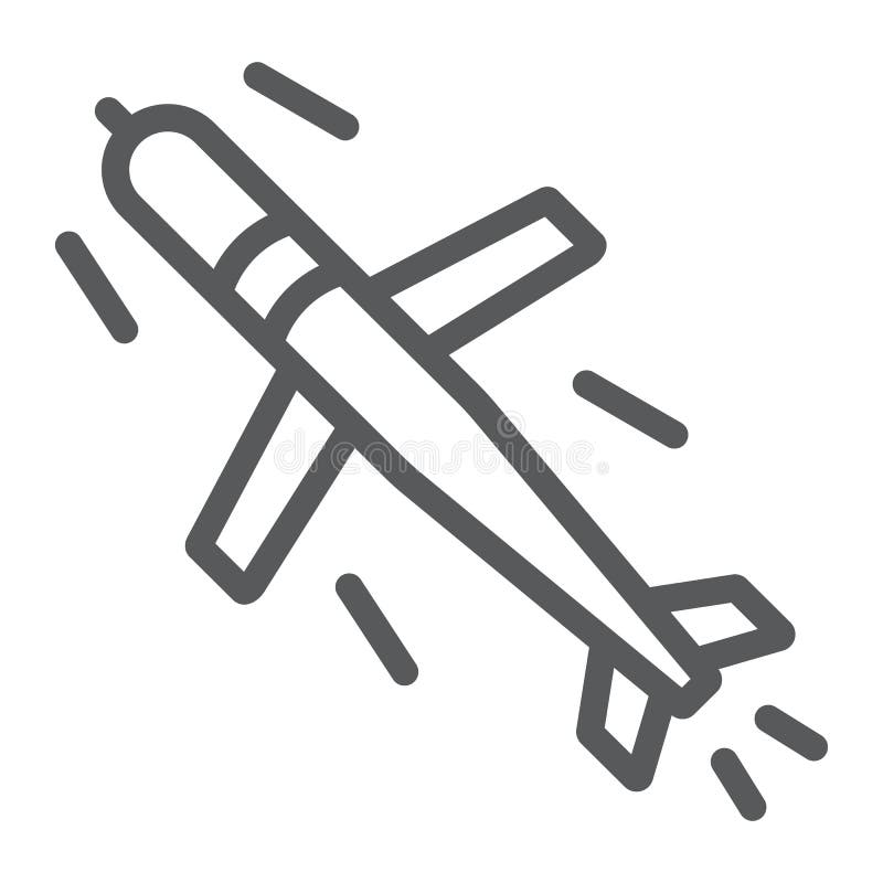 Cruise missile line icon, army and force, military bomb sign, vector graphics, a linear pattern on a white background. royalty free illustration