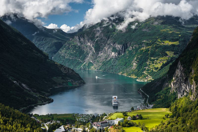 Cruise ship in Geiranger fjord, Norway