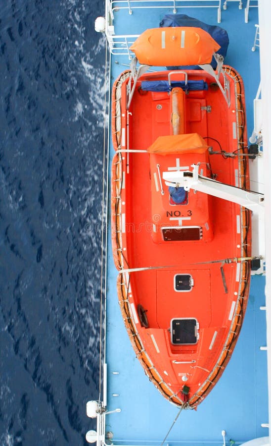 cruise ship life boat – top view stock photo - image of