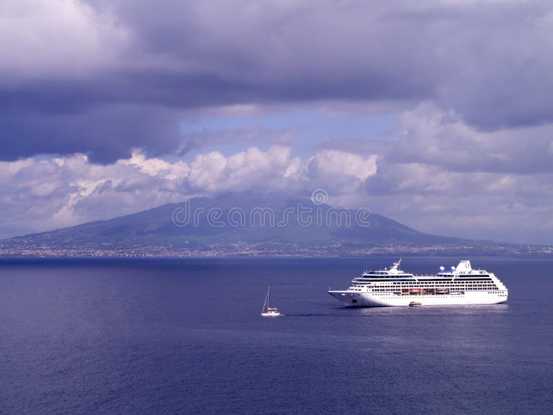 The Bay of Naples at Sorrento a popular port of call for cruises. The Bay of Naples at Sorrento a popular port of call for cruises