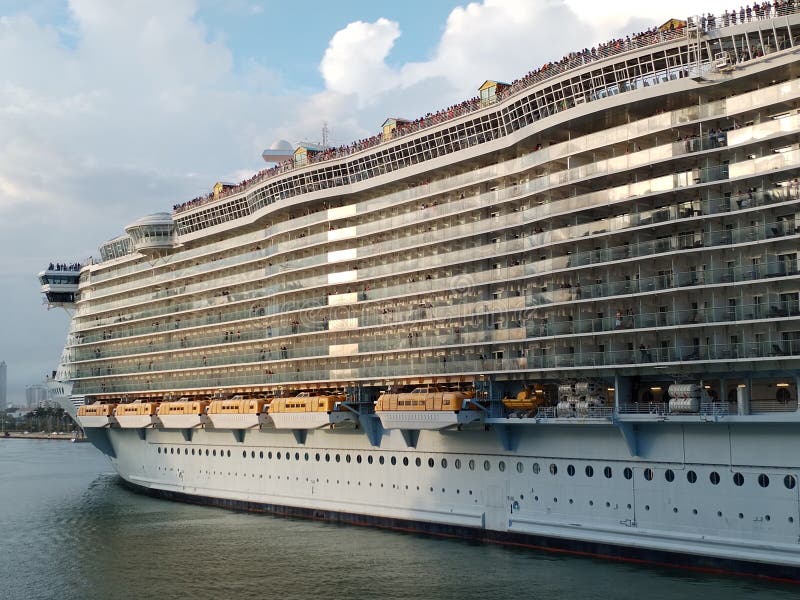 Cruise Ship Panoramic in Miami Sailing To Caribbean Editorial Stock