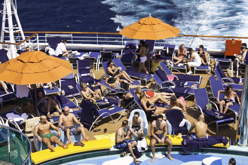 Cruise Ship Sun Bathing and Tanning Editorial Stock Image Image of