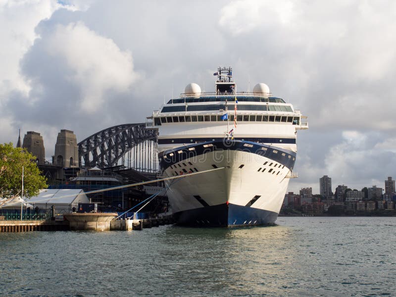 Cruise Ship and Sydney Harbour Bridge, Australia Stock Image Image of