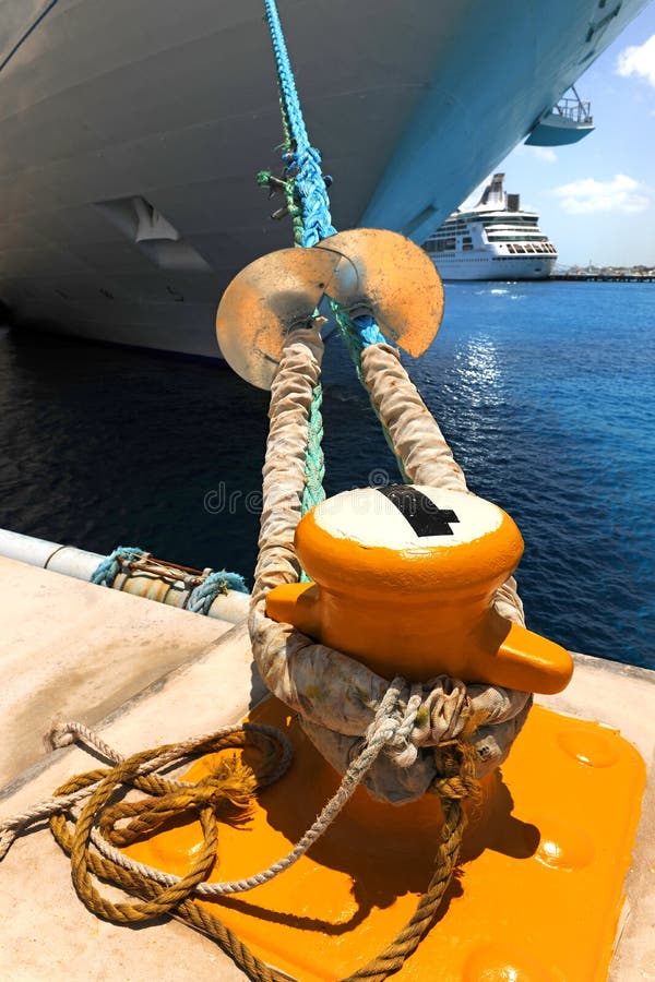 Cruise Ship Tied to Dock By Rope