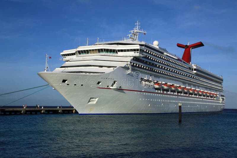 Cruise ship in tropical island port