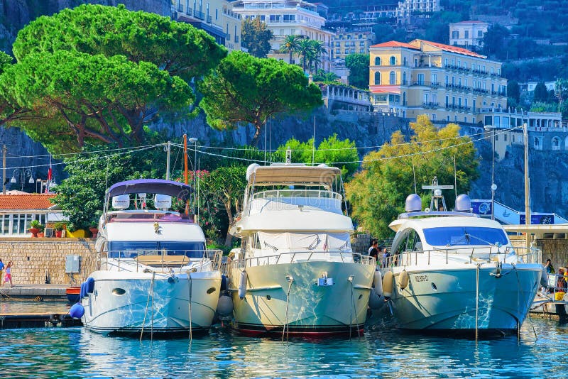 Cruise ships at Port of Marina Grande in Sorrento autumn