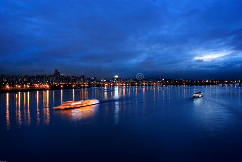 Cruiser in Hangang River Seoul royalty free stock photography Cruiser in Hangang River Seoul royalty free stock photography