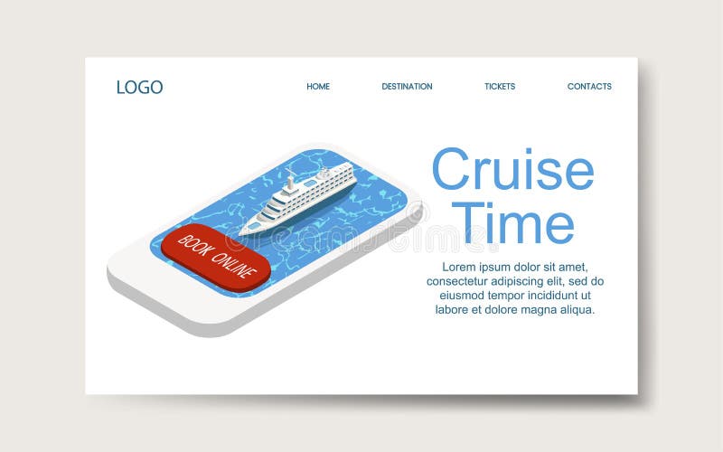 Cruisetijd, landend webpaginamalplaatje Isometrische vector vector illustratie Cruisetijd, landend webpaginamalplaatje Isometrische vector vector illustratie