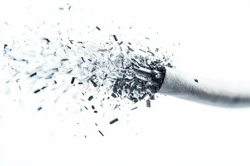 Crumbling network cables turning into pixel dust, abstract digital destruction, white background royalty free illustration