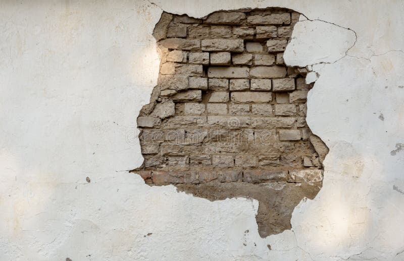 Crumbling Paintwork and Wall with Exposed Bricks Stock Photo Image of