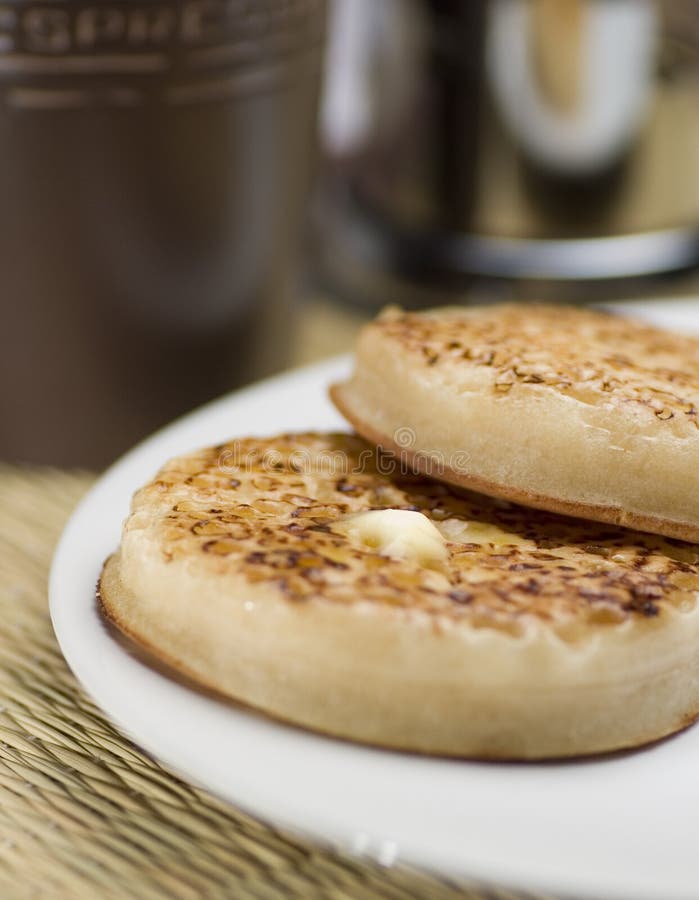 A breakfast of crumpets and coffee. Crispy diet stock images, royalty-free photos and pictures