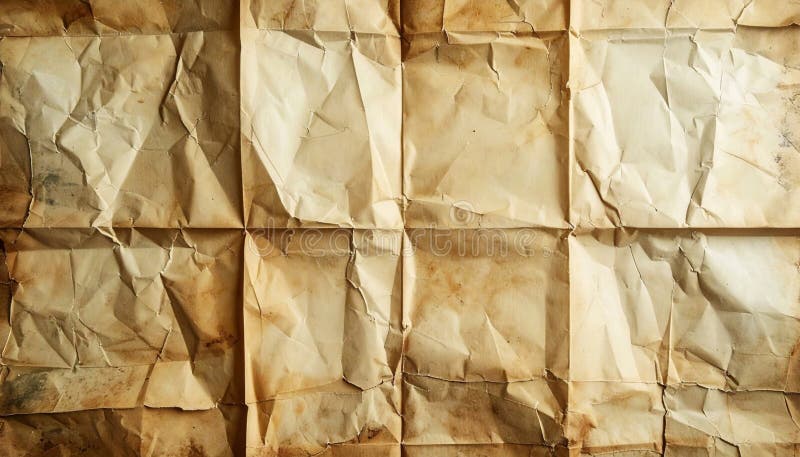 Crumpled Aged Brown Paper Texture Background stock illustration