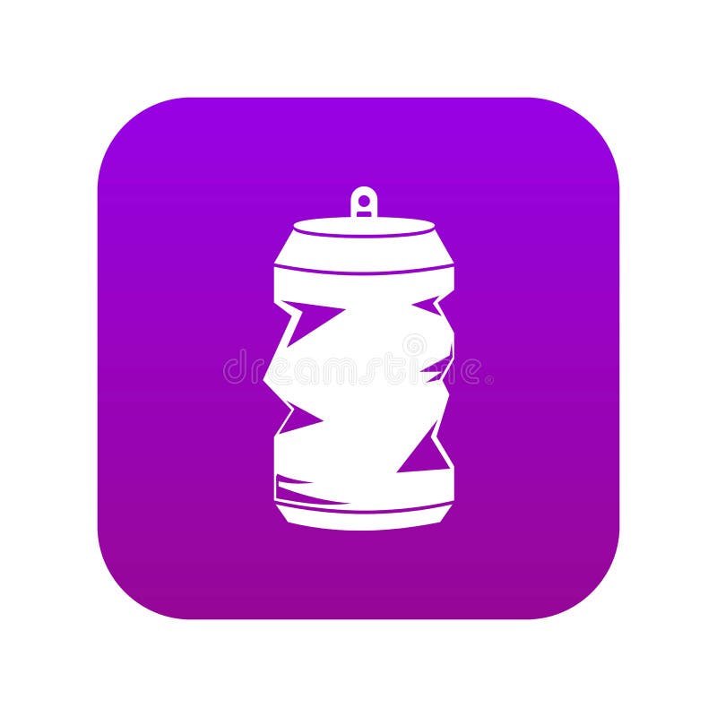 Crumpled aluminum cans icon digital purple for any design isolated on white vector illustration