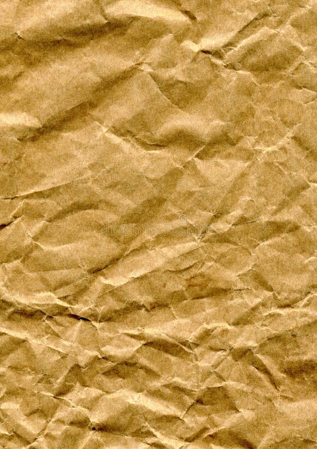 Crumpled Brown Wrapping Paper Texture Stock Image - Image of aged