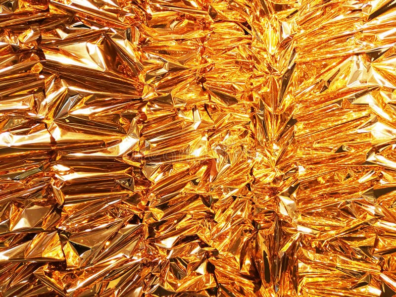 Crumpled Gold Foil Paper Texture Background Stock Image Image of