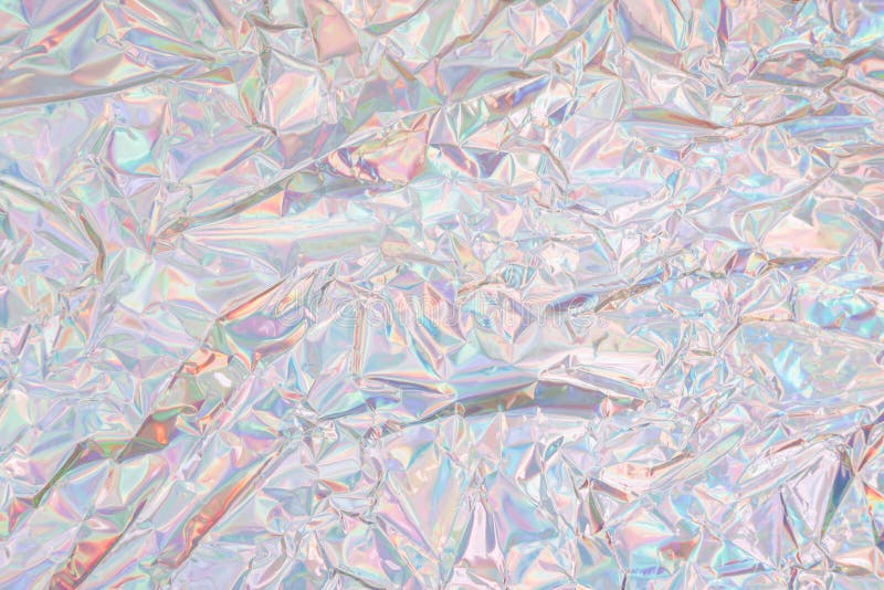 Crumpled Holographic Wrapping Paper With Shiny Effect Close Up Top View  Stock Photo - Download Image Now - iStock